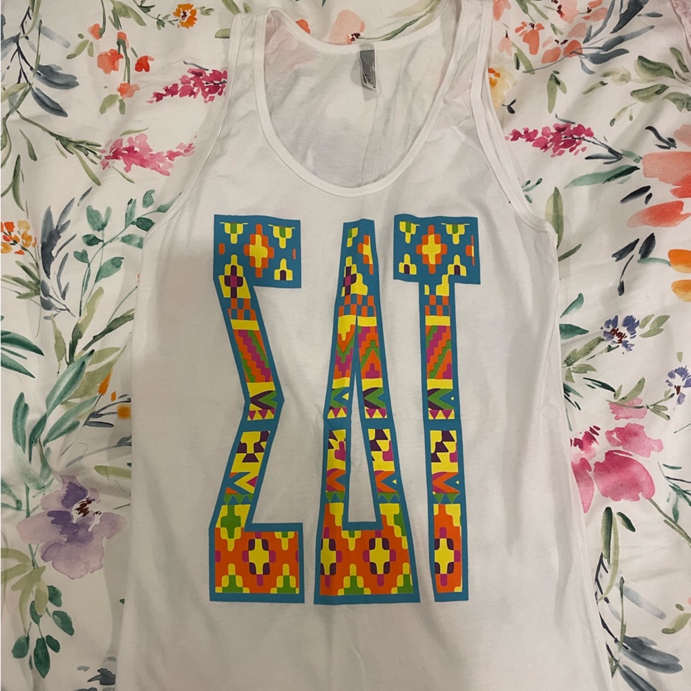 SDT letters tribal print tank